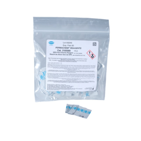 Reactivo DPD para Cloro Libre Hach, 0.02-2.00 mg/L Cl₂, 100 Tests