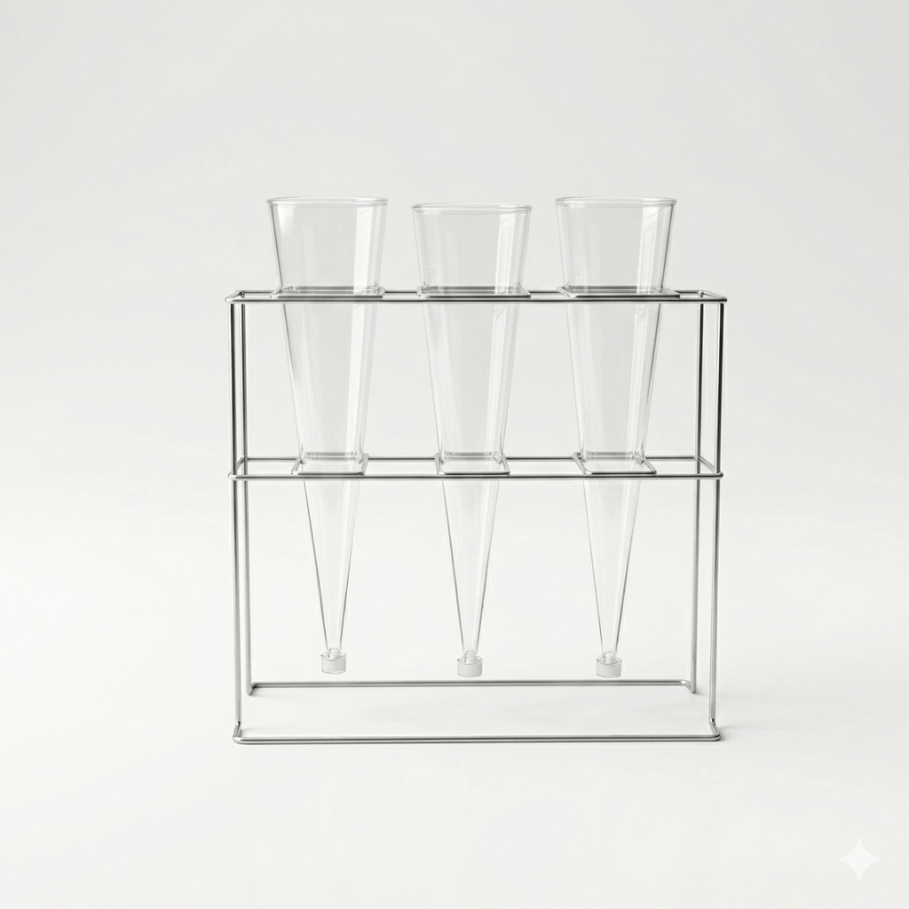 3 Conos Imhoff 1000 mL + Gradilla | Promoción Dilab