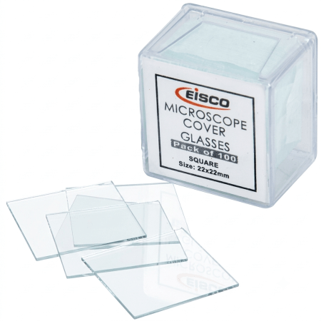 Cubreobjetos de Vidrio 22×22 mm Eisco | Caja con 100 Unidades