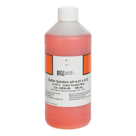 Solución buffer, pH 4.01 (NIST), código de color rojo, 500 mL